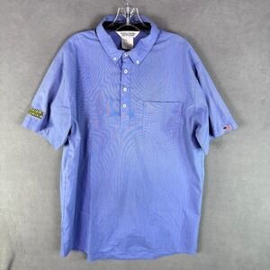 Waffle House Men's  Blue Employee Uniform Short Sleeve Shirt Size Large‎ Flag